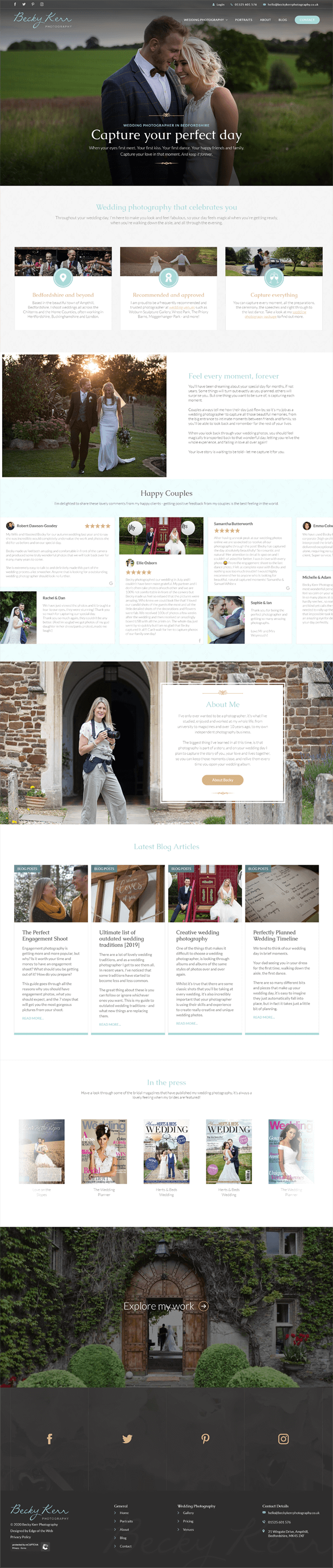 Screenshot of the Becky Kerr Photography homepage
