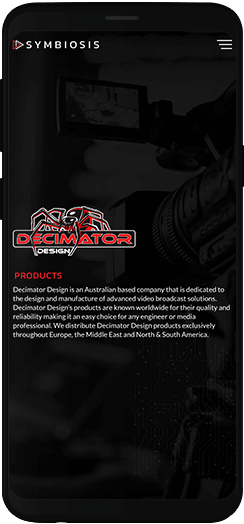 Symbiosis decimator product page on a mobile device