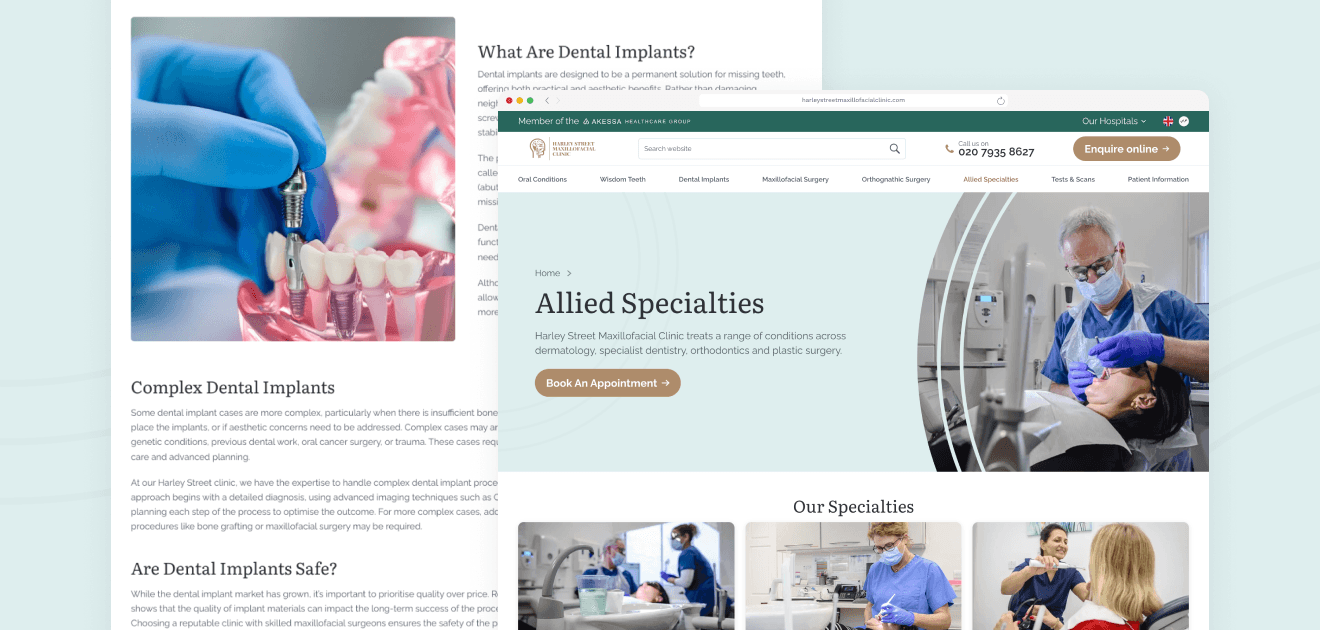 Illustation of Harley Street Maxillofacial Clinic website