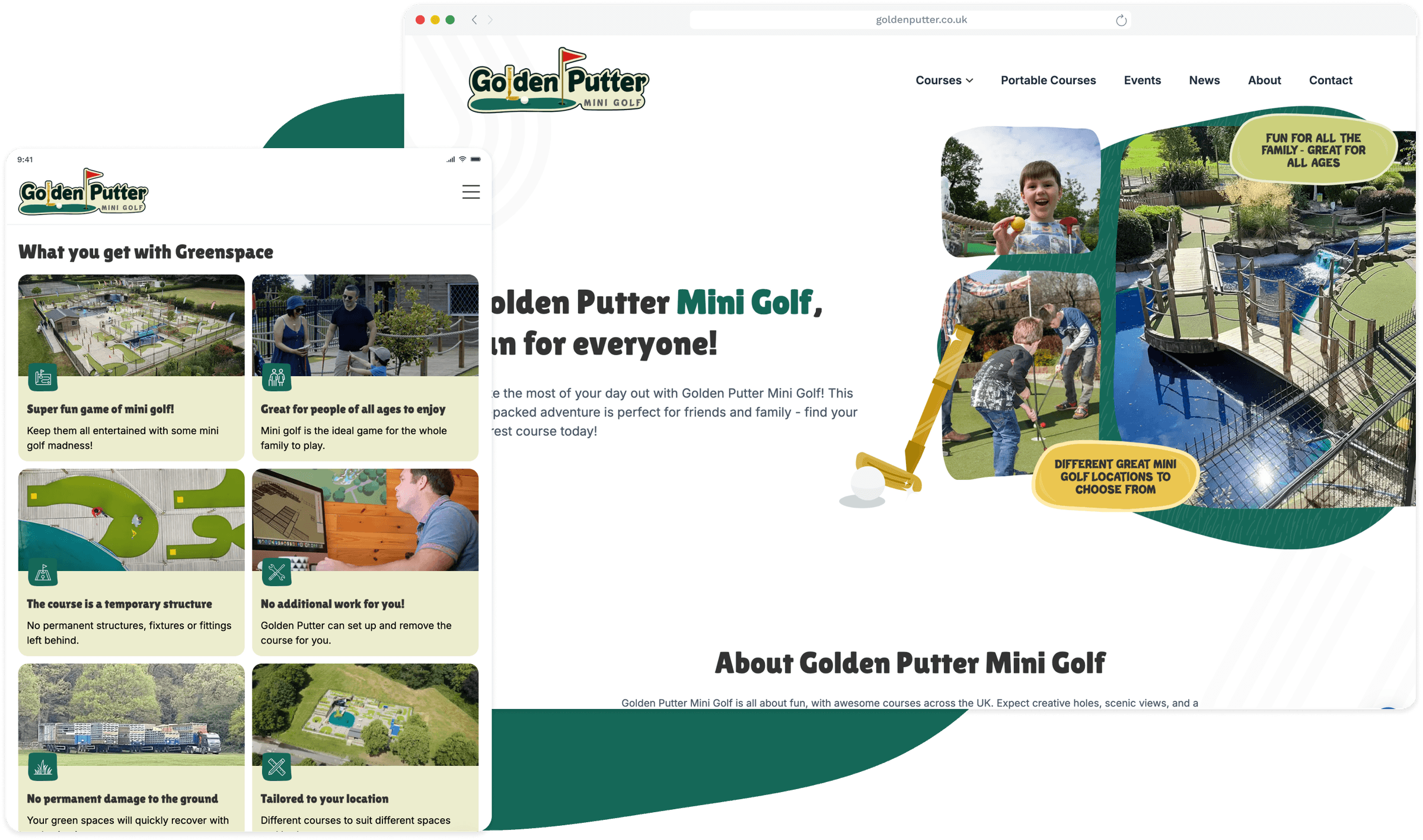 Golden Putter Website Mockup
