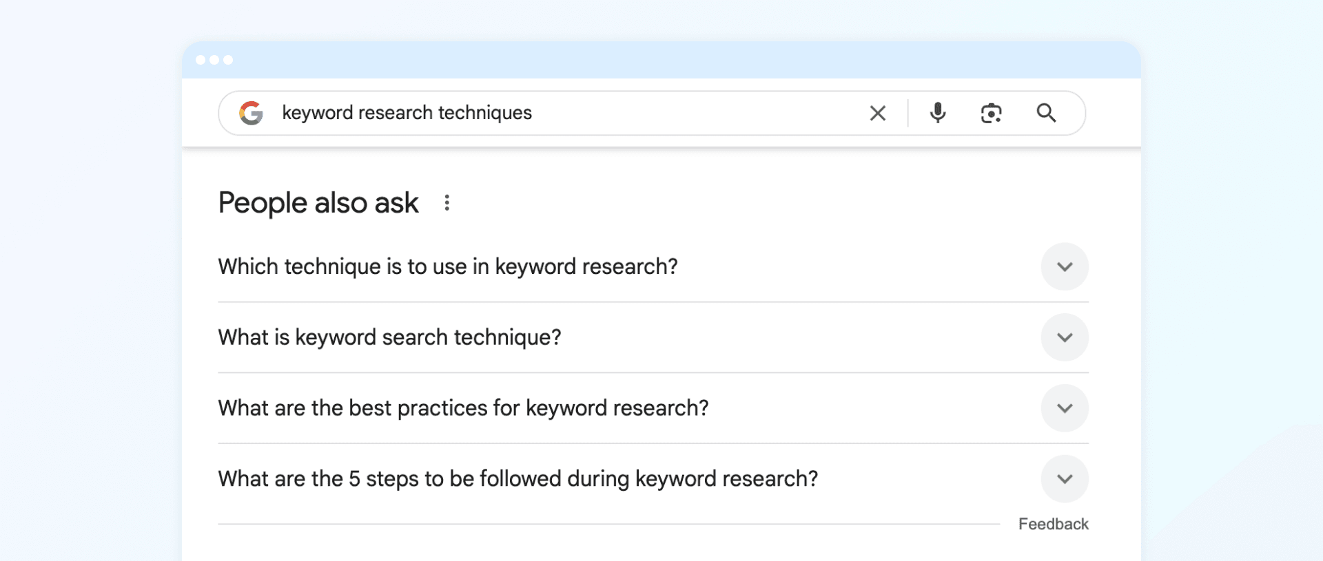 Keywords screenshot