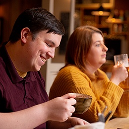 Staff happily enjoying drinks at the local pub