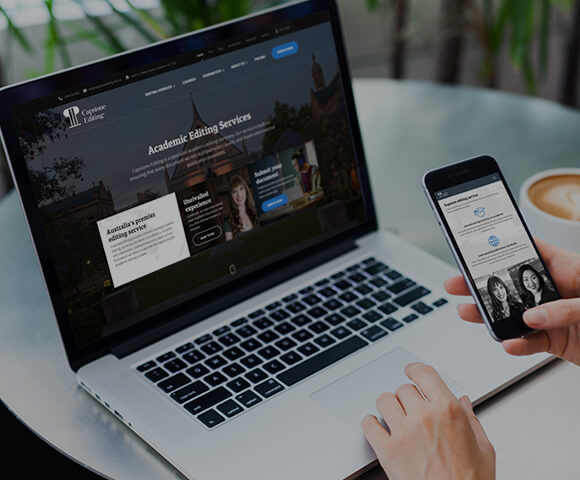 The Capstone Editing website on a laptop and mobile