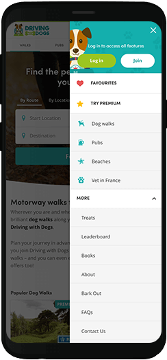 Driving with Dogs navigation on a mobile device