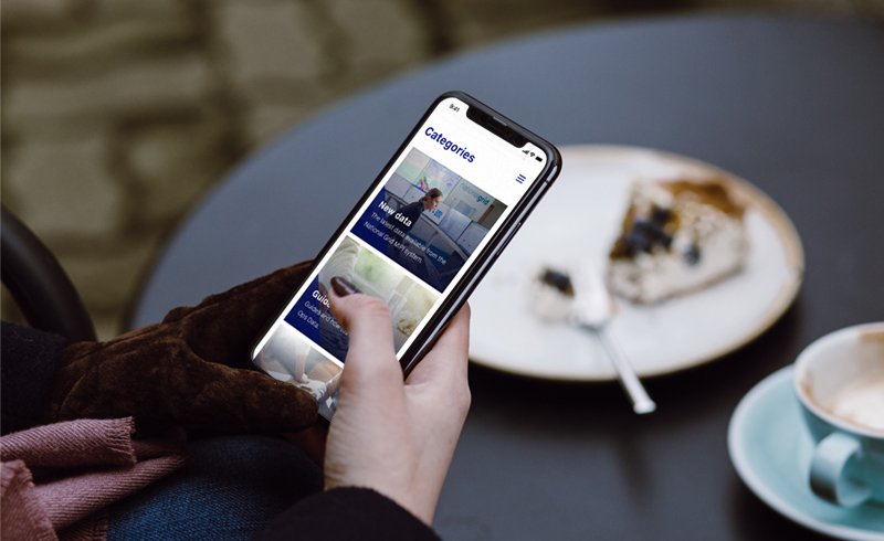 National Grid Data Community categories on a mobile device