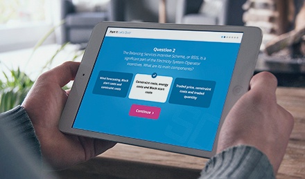 National Grid quiz on a tablet device