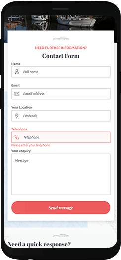 Mobile view of the contact form on Padstow Breaks