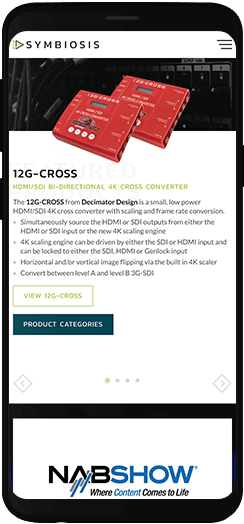 Symbiosis product slider on a mobile device