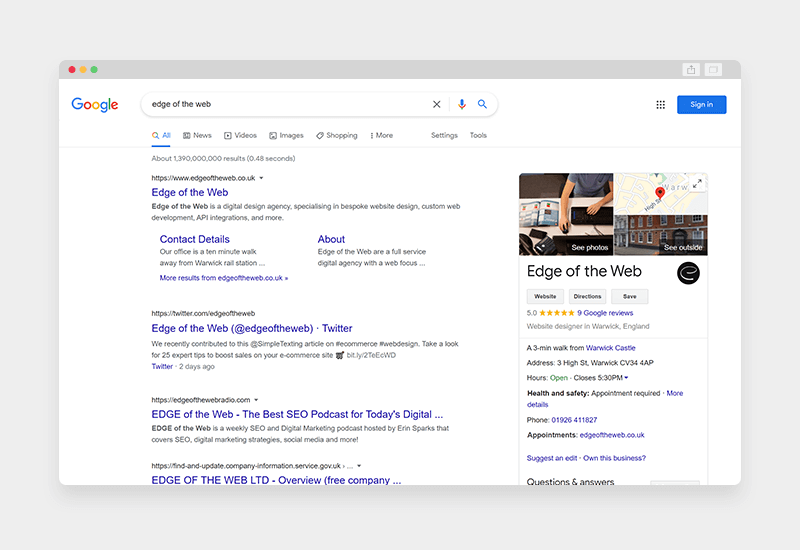 Google My Business Knowledge Panel