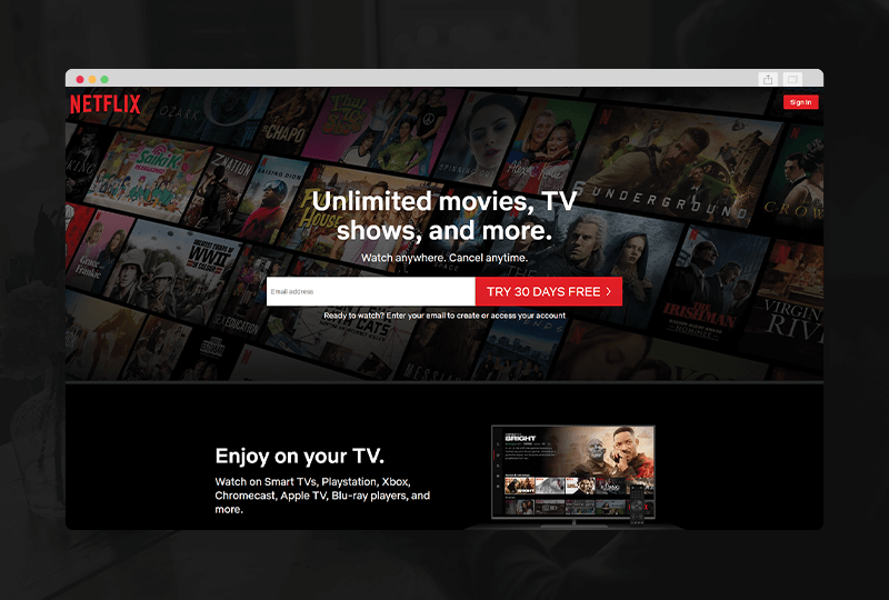 Netflix landing page