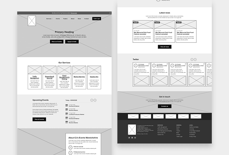 Wireframe UX examples