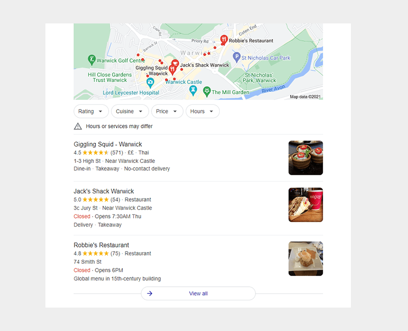 Google My Business local pack
